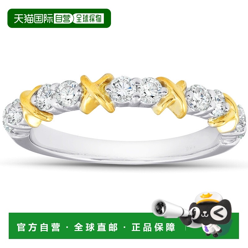 自营 pompeii31/2 克拉钻石婚礼女士戒指双色带 14k 白金和黄金 -