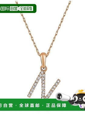 自营 sabrina14k 玫瑰金和钻石初始项链 - 玫瑰 n 美国奥莱直发