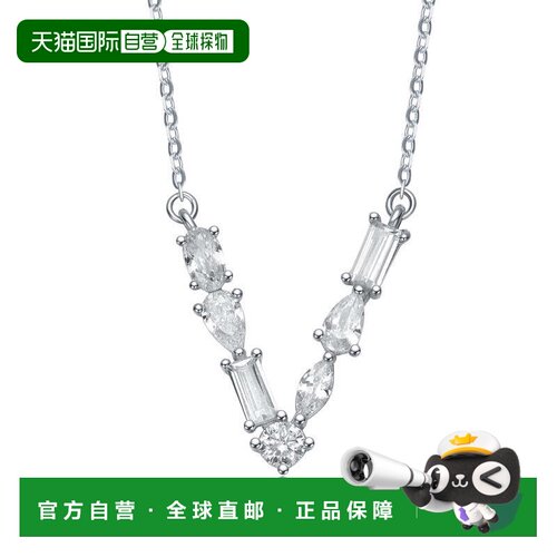 自营geneviveSterling Silver White Gold Plated with Clear Cub