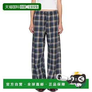 海军蓝格纹长裤 1h可退 女士 Erl ERL11P013 香港直邮潮奢