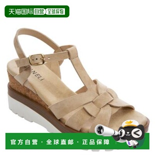 Carly女式 米色 米色绒面凉鞋 跟VER637 美 脚踝带楔形鞋 自营Vaneli