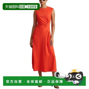 自营 Reiss Stacey褶边腰休闲连衣裙-橙色 美国奥莱直发