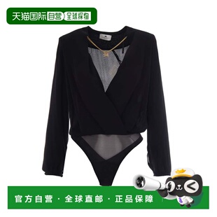 自营elisabetta franchiLong-Sleeved Georgette Bodysuit with S