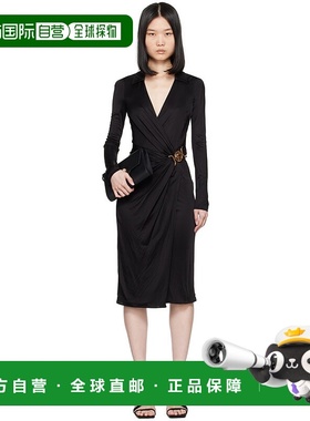 1h可退 香港直邮潮奢 versace 范思哲 女士 黑色抽褶连衣裙 10164