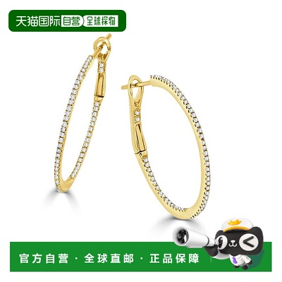自营 sabrina14k 金和钻石紧身圈形耳环 1.25 英寸 - 黄色 美国奥