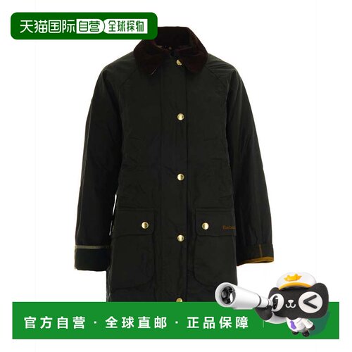 自营barbour蜡棉质夹克，搭配灯芯绒衣领和格子呢衬里-黑色 美国