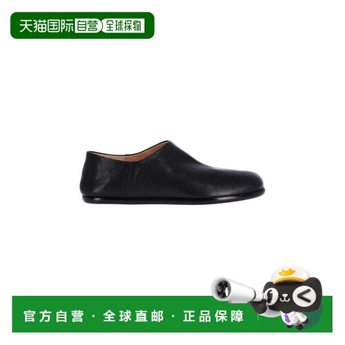 自营maison margiela黑色驼色皮革低滑Tabi鞋-黑色 美国奥莱直发