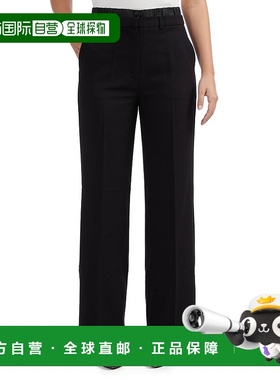 自营Ellen Tracy女式直筒裤，带缎面腰带-黑色 美国奥莱直发
