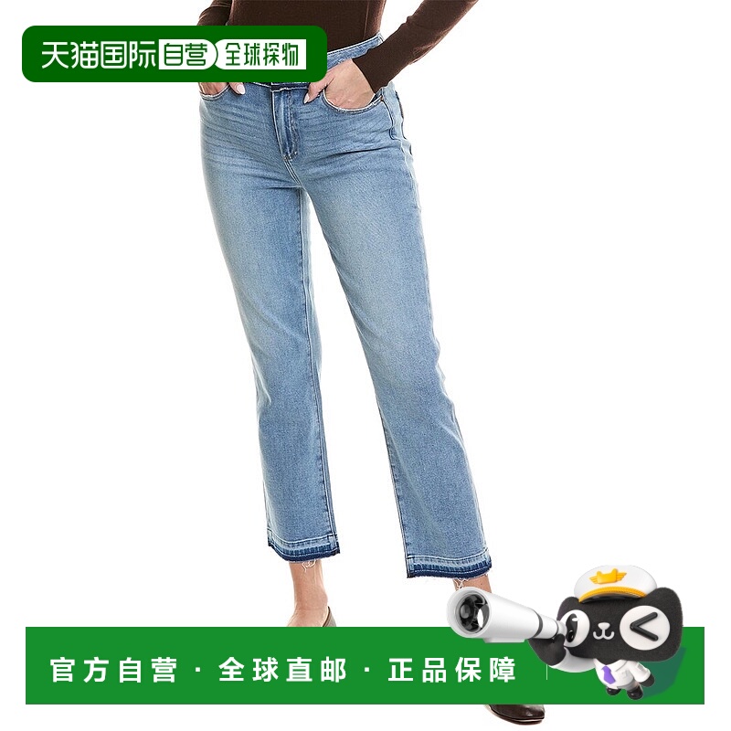 自营PAIGE Cindy Carmina Distressed Straight Leg Jean - blue