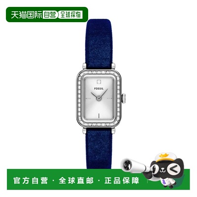 自营Fossil Women's Raquel Mini Two-Hand Navy Velvet Watch -