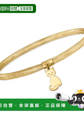 自营Ross-Simons 意大利 14kt 黄金网眼猫吊饰手链 - 8 英寸 美国