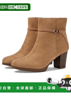 自营 Anne Klein Romi女式棕色翻毛皮侧拉链高跟靴JOBB1514-棕色