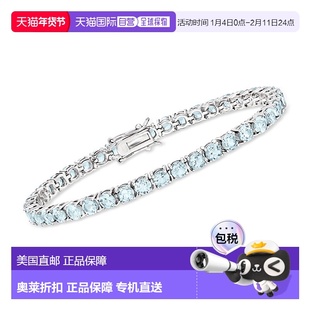 自营 925 纯银 Ross-Simons 天蓝色托帕石网球手链 - 7 英寸 美国