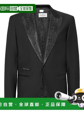 自营 philipp plein羊毛运动夹克LS背带Revers-黑色 美国奥莱直发
