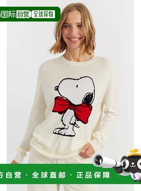 自营chinti & parkerCream Wool-Cashmere Bow Tie Snoopy Sweate