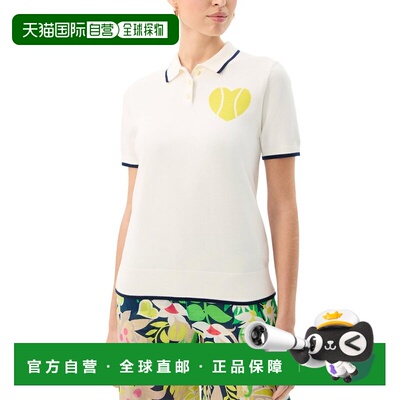 自营Trina Turk Serena Heart Polo Shirt - white 美国奥莱直发