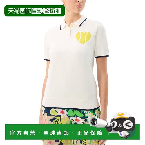 自营Trina Turk Serena Heart Polo Shirt - white 美国奥莱直发