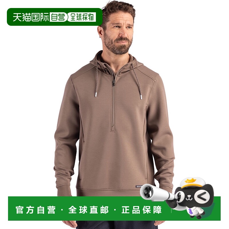 自营Cutter & Buck Roam Eco Half Zip Recycled Mens Hooded Pul