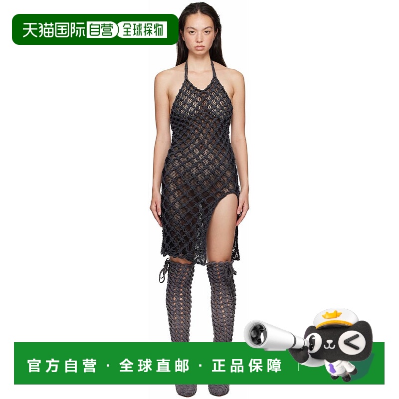 香港直邮潮奢 ISABOULDER 女士 黑色绕颈连衣裙 PF24WDR02