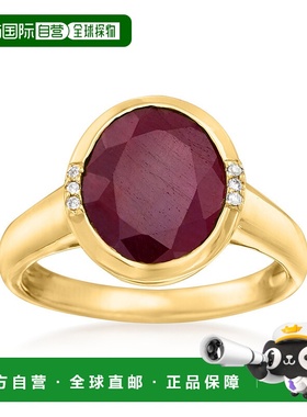 自营 ross-simons14 克拉黄金罗斯-西蒙斯红宝石戒指配钻石装饰 -
