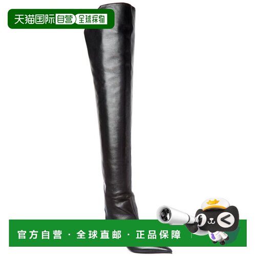 自营Jimmy Choo Vari 45皮革过膝靴-黑色 美国奥莱直发女鞋长筒靴