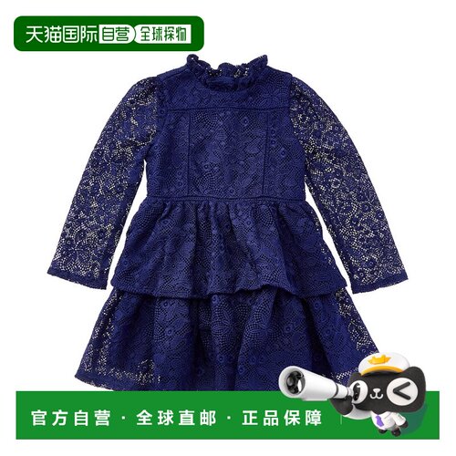 自营janie and jackJanie和Jack分层蕾丝派对礼服-蓝色 美国奥莱