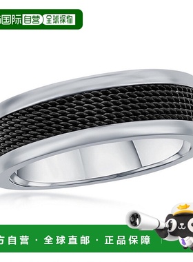 自营blackjackBACKJACK 不锈钢黑色网状镶嵌抛光带环 - 黑色 美国