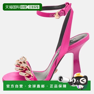 Medusa 自营Versace Satin Strap Sandals Ankle Pink Chain