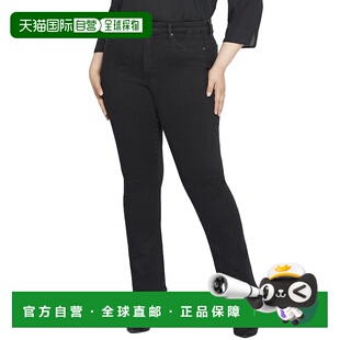 NYDJ 美国奥莱直发直筒裤 Plus 黑色 无缝星星靴型牛仔裤 自营