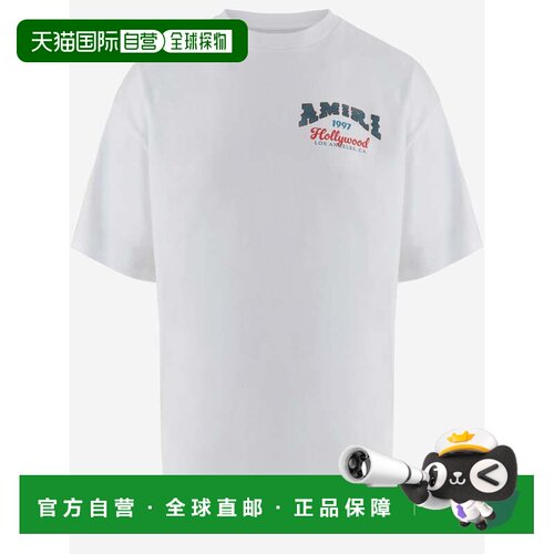 自营amiri白色Logo印花棉质T恤-白色 美国奥莱直发