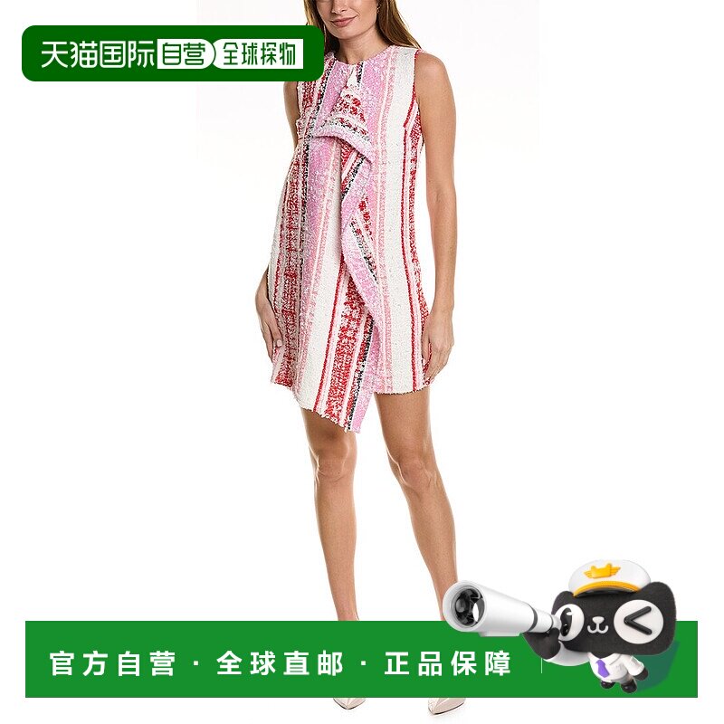 自营 Oscar de la Renta 粗花呢真丝衬里紧身连衣裙白色 美国奥莱