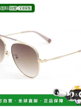 自营 Escada女式58毫米金色太阳镜-金色哑光粉红色茶色 美国奥莱