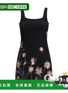 自营Staud Le Sable亮片点缀花朵迷你女式连衣裙-黑色 美国奥莱直