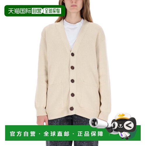 自营golden gooseRibbed Knit Logo Cardigan - neutrals 美国奥