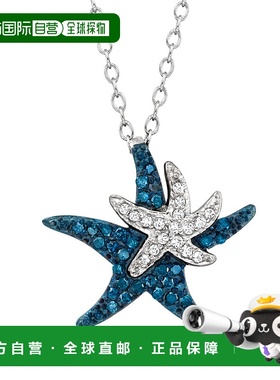 自营 Ross-Simons 925 银蓝色和白色钻石海星吊坠项链 - 20 英寸