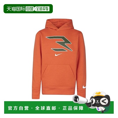 自营Kids Nike 3BRAND Icons Fleece Hoodie Orange Graphic Prin