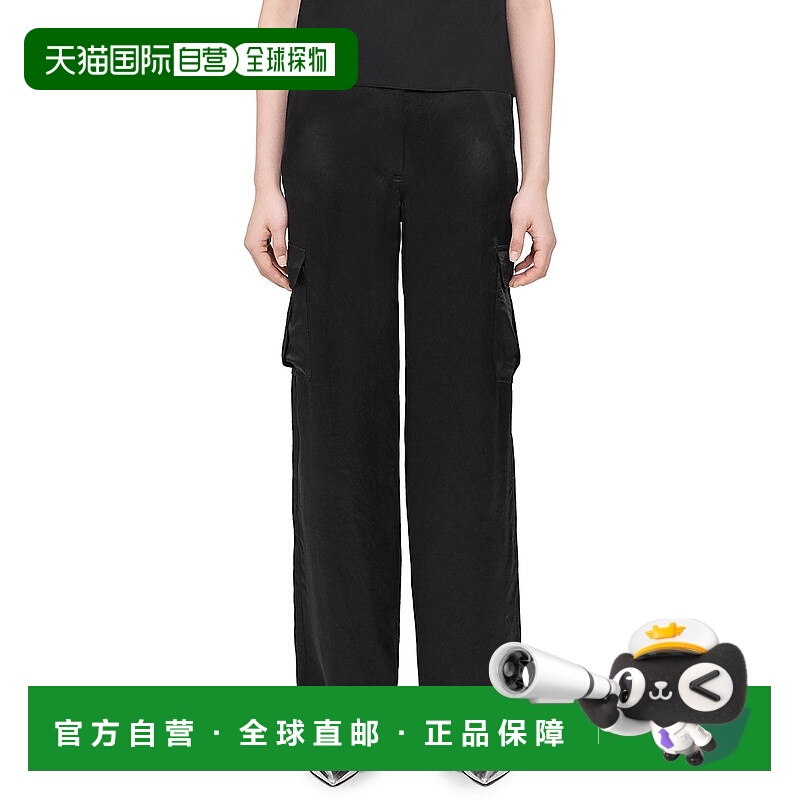 自营theory女式中腰阔腿工装裤 - 黑色 美国奥莱直发休闲裤阔腿裤