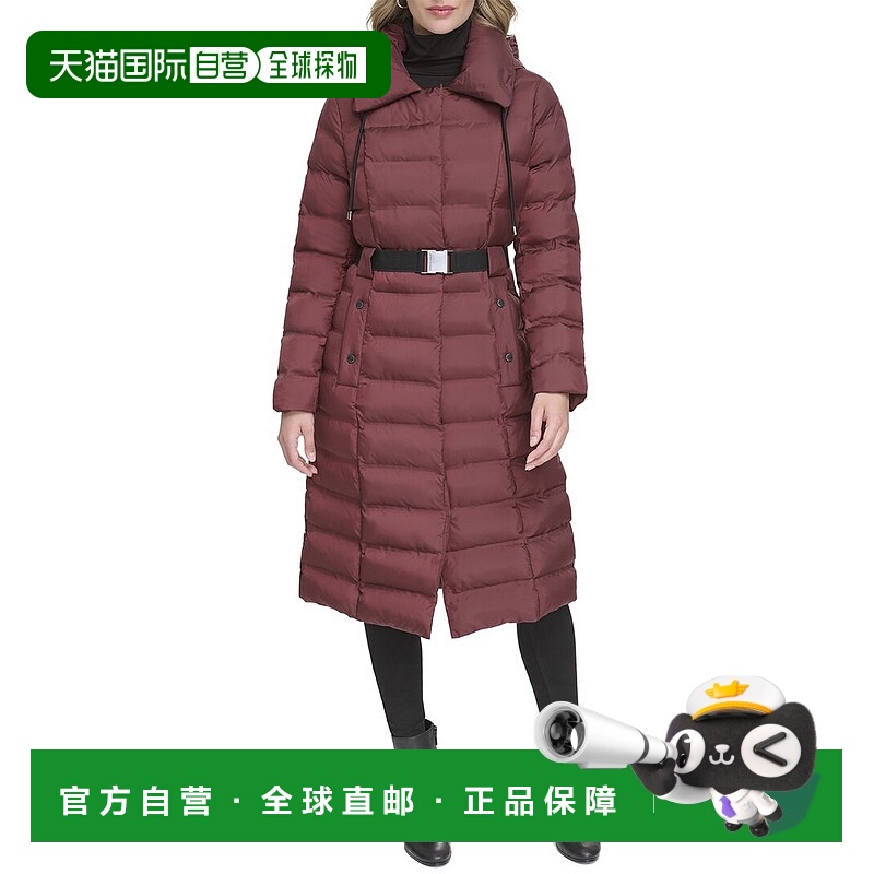 自营Kenneth Cole Hooded Cire Puffer Coat - burgundy 美国奥莱