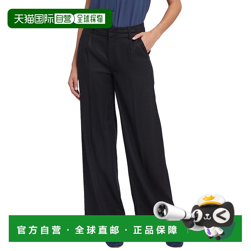 自营NYDJ Mona Black Linen-Blend Wide Leg Jean - black 美国奥
