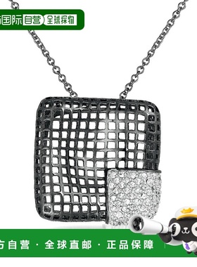 自营 genevive纯银黑色覆层透明立方氧化锆网状项链 - 黑色 美国