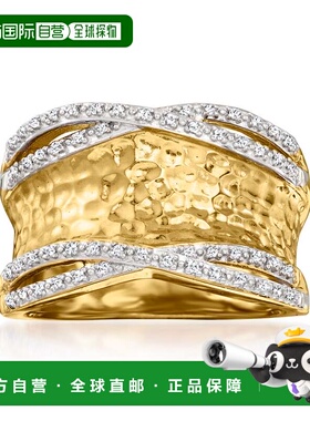 自营 925 纯银 18 克拉黄金 Ross-Simons 钻石锤钻戒指 - 白色 美