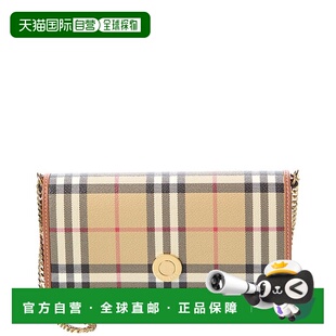 棕色 自营 美国奥莱直发 Canvas和皮革链钱包 Burberry Check