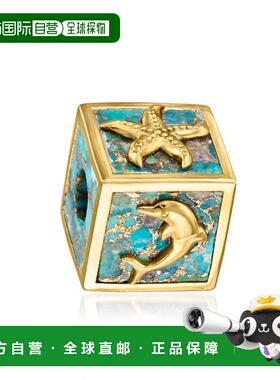 自营Ross-Simons Turquoise Sea Life Bead Charm in 18kt Gold O