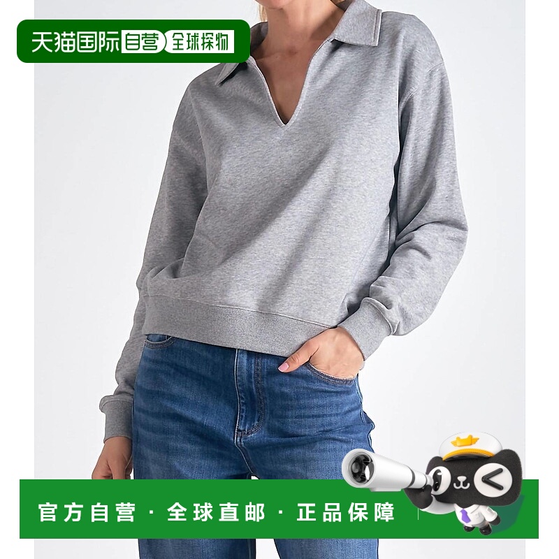 自营 elan长袖领口上衣（灰色） - heather grey 美国奥莱直发