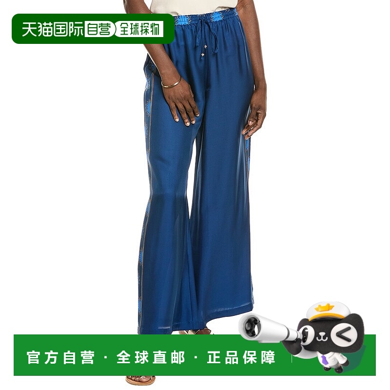 自营 Johnny Was Frankie Silk-Blend Pant - blue 美国奥莱直发