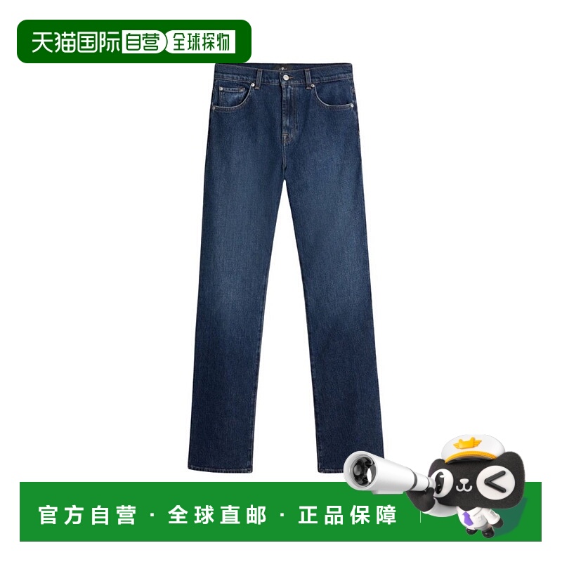 自营7 for all mankindHigh-Waisted Dark Blue Jeans With Relax