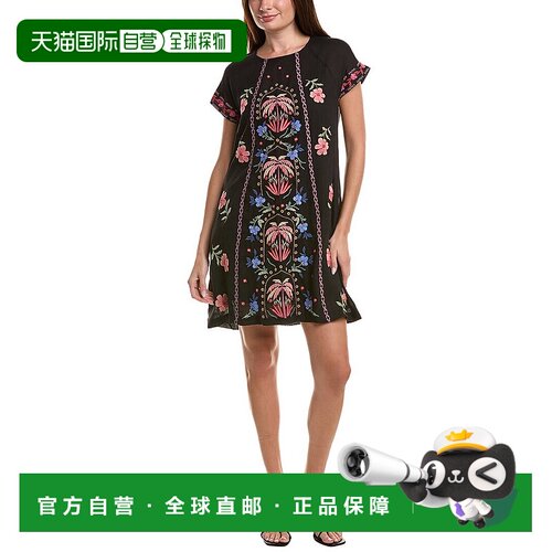 自营Johnny Was Petite Raglan Seamed Dress - black 美国奥莱直