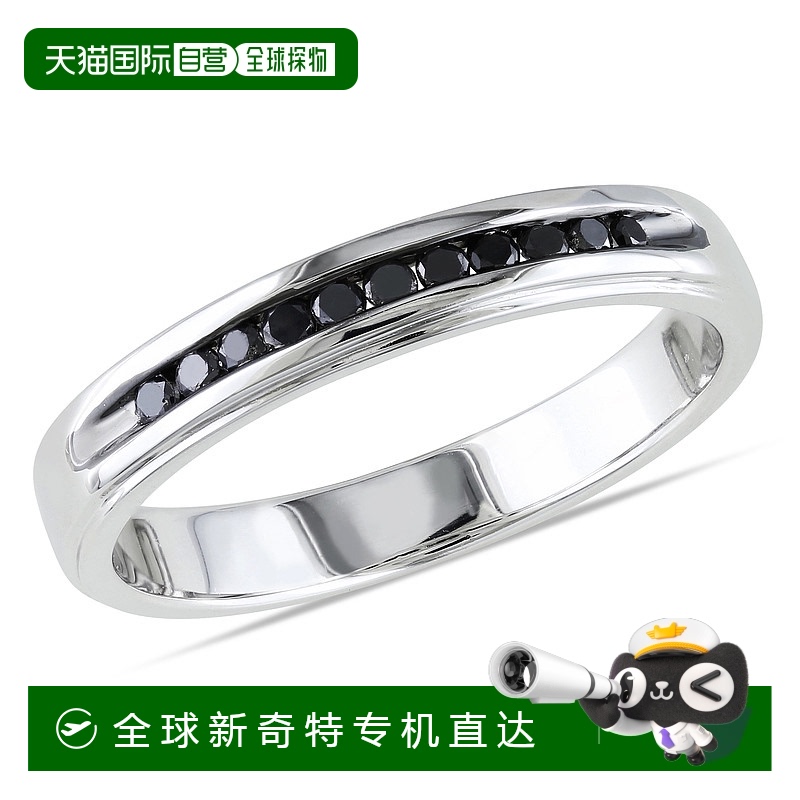 美国直邮Julianna B男士戒指925纯银单排镶嵌黑色钻石时尚设计12