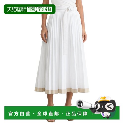 自营Reiss Allora百褶束带中长裙-象牙色 美国奥莱直发