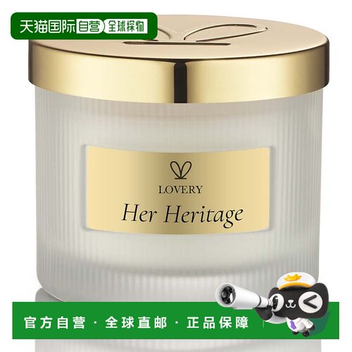 自营Lovery Her Heritage奢华大豆蜡烛–4.5盎司洁净燃烧香草花香